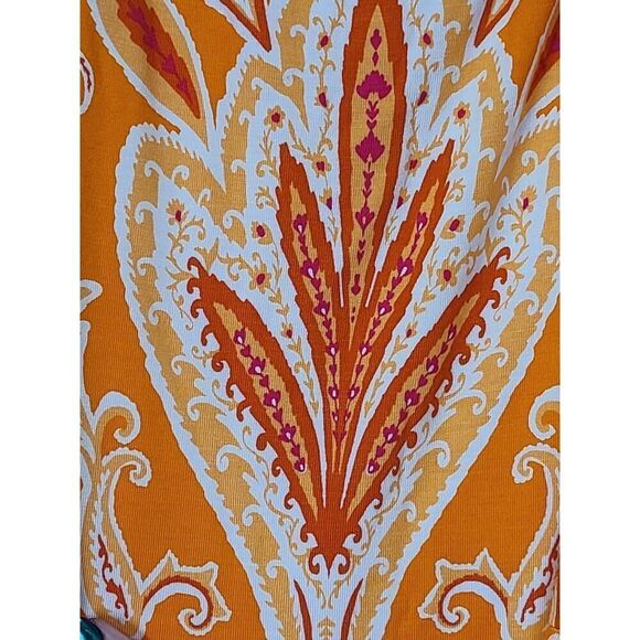Loft Paisley Tie Waist Midi Dress Sleeveless Calypso Orange, Spring Beachy | L - Picture 5 of 14